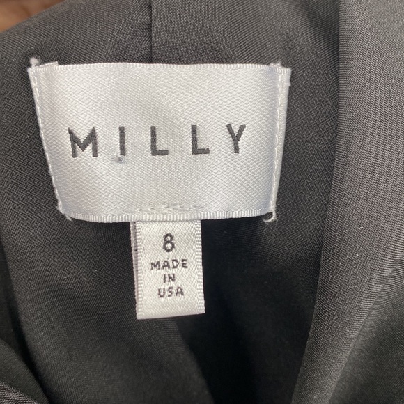 Milly Halter Neck Cascade Back Dress Solid Black Flowy Cocktail Event Size 8 - Picture 11 of 11